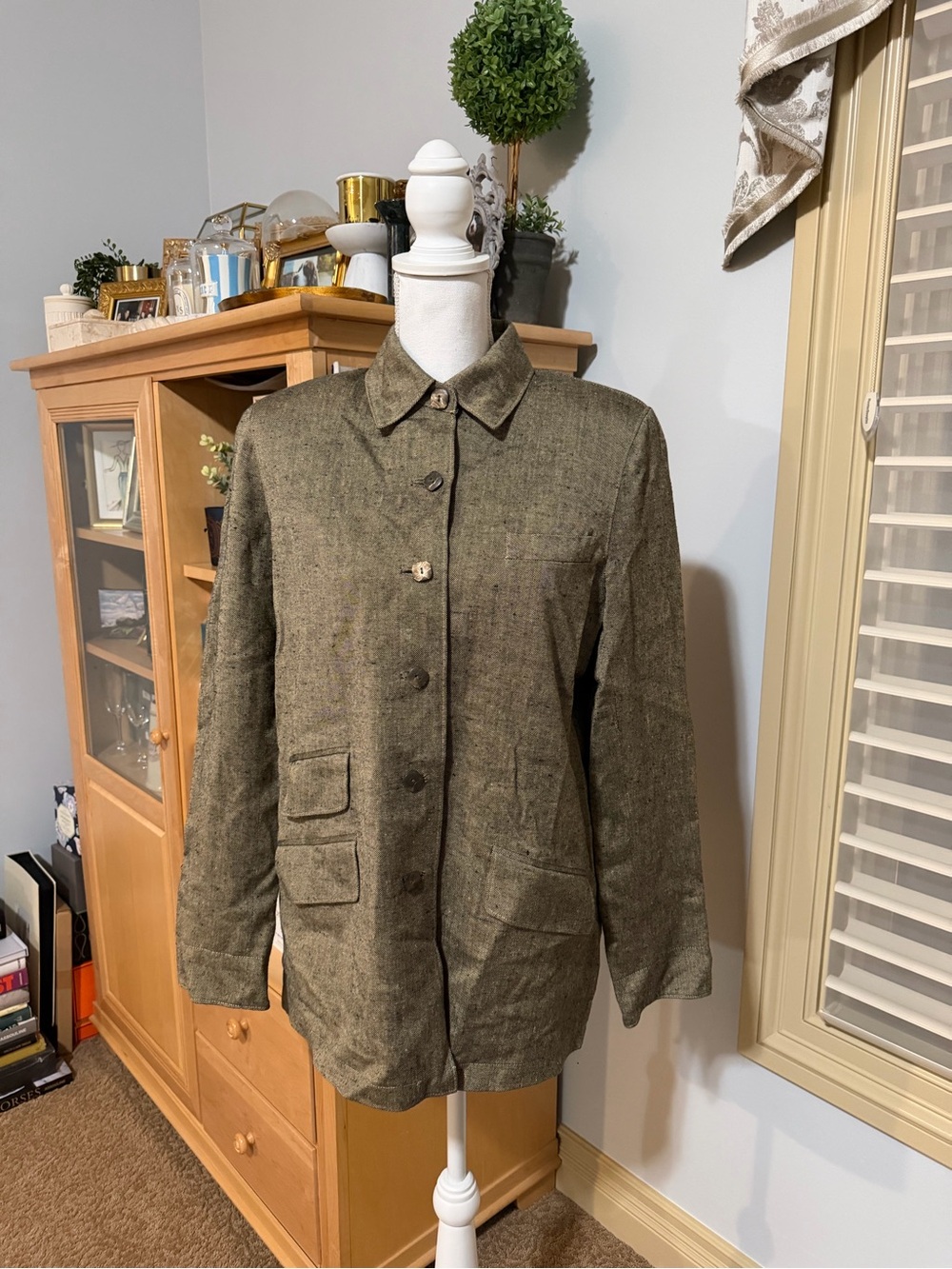 Vintage Gallant Classic Olive Green Women's Button-Up Coat Size 10